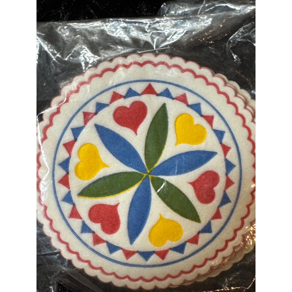 Denmark Decorative Multicolor Coasters With Folk Art Design - Set Of 2 NEW - Picture 5 of 6